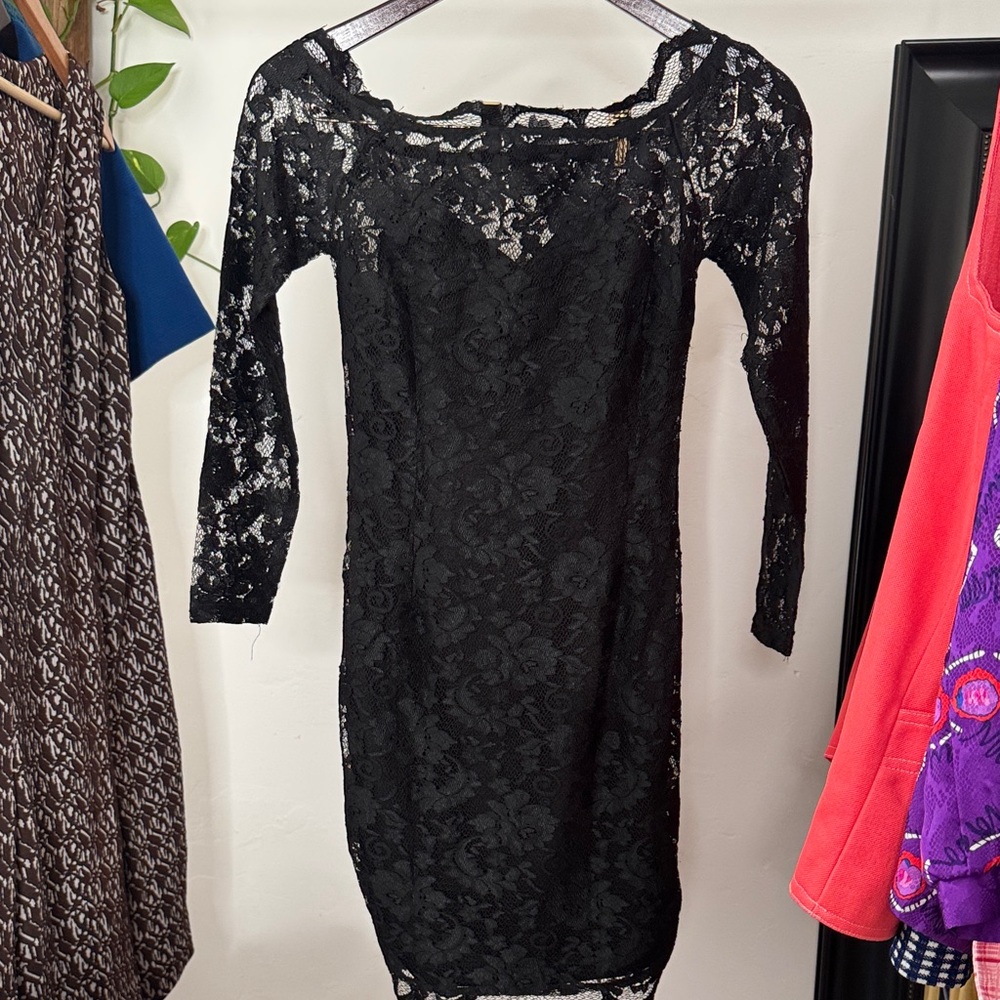 Black Lace Long Sleeve Dress NLY Trend